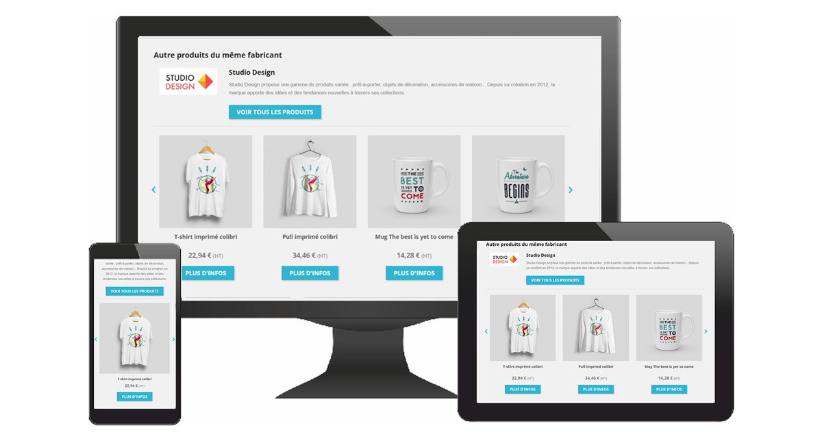front_responsive Notre module Prestashop "Produits du même fabricant" est entièrement responsive