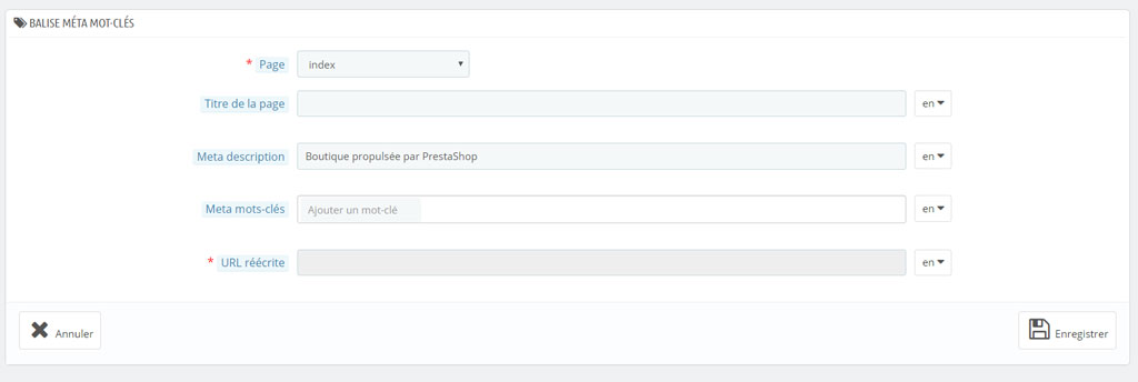 Personnaliser le titre et la description de la homepage d'un site Prestashop