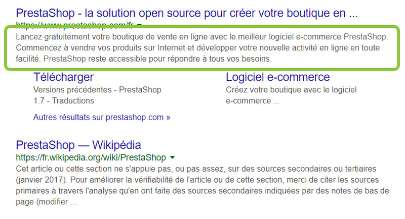 Modifier la meta description de la page d'accueil de Prestashop