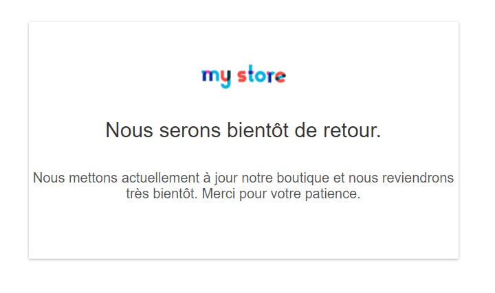 Prestashop - modifier la page de maintenance standard