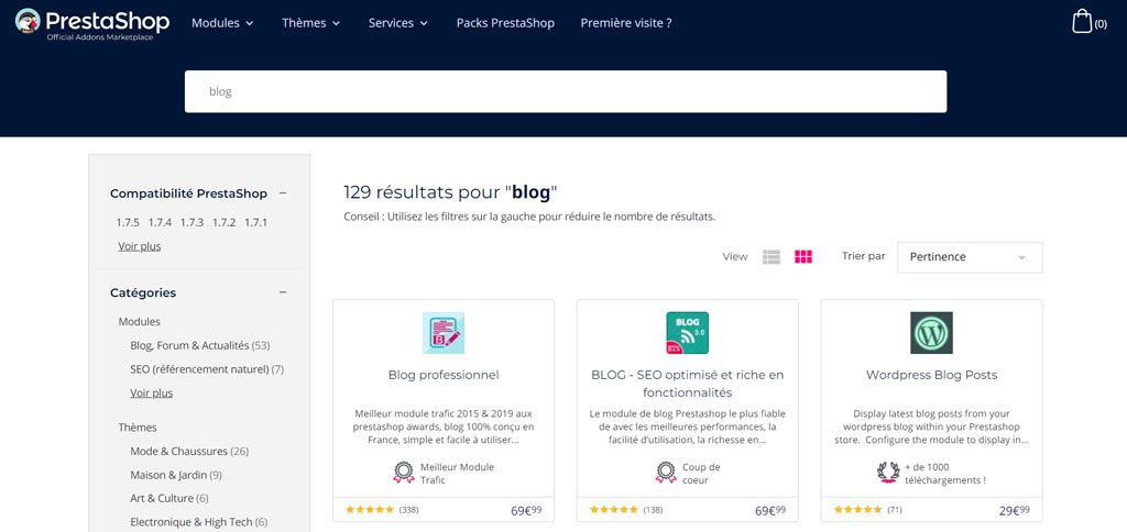 Acheter un module de blog pour Prestashop