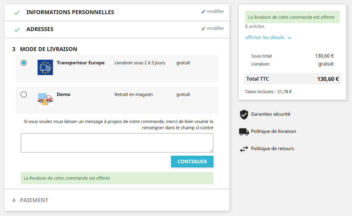 fo_checkout_fr Indication de la livraison gratuite