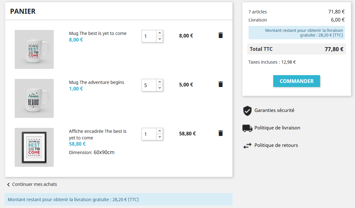 fo_panier_fr Montant restant avant livraison gratuite en temps réel