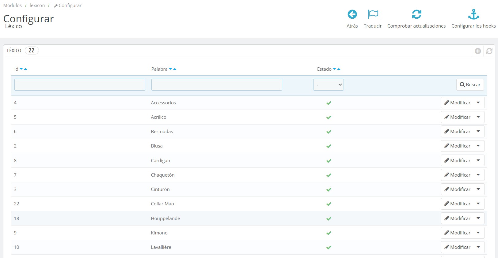lexicon_bo_liste_es Módulo Prestashop para mostrar una lista de definiciones de palabras en forma de glosario