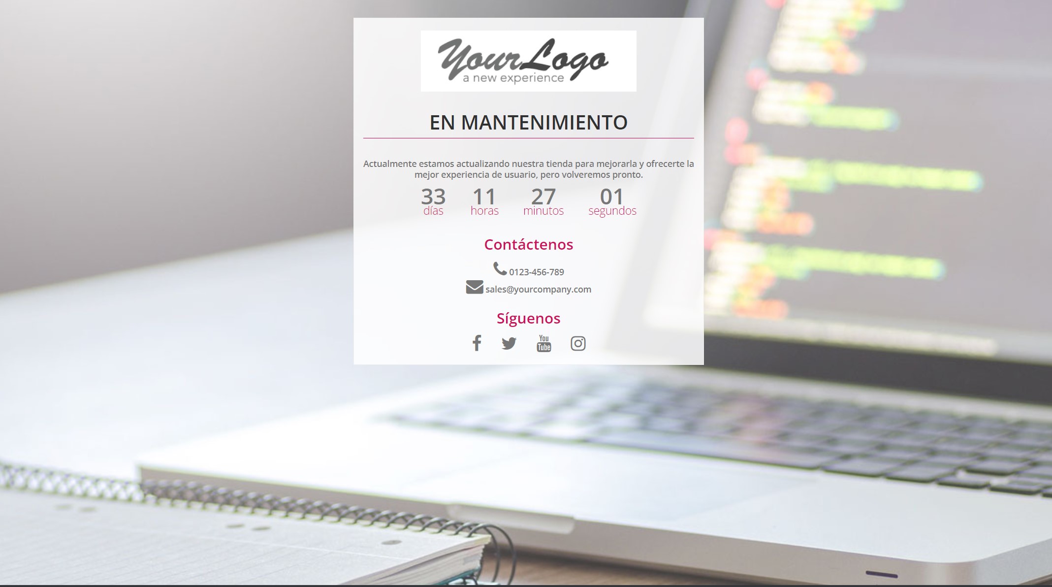 front_maintenance_es Mejorar el diseño de la página de mantenimiento de Prestashop