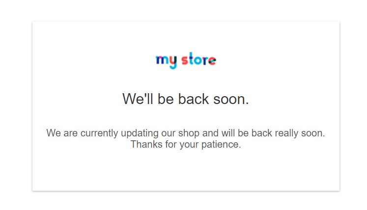Prestashop - edit standard maintenance page