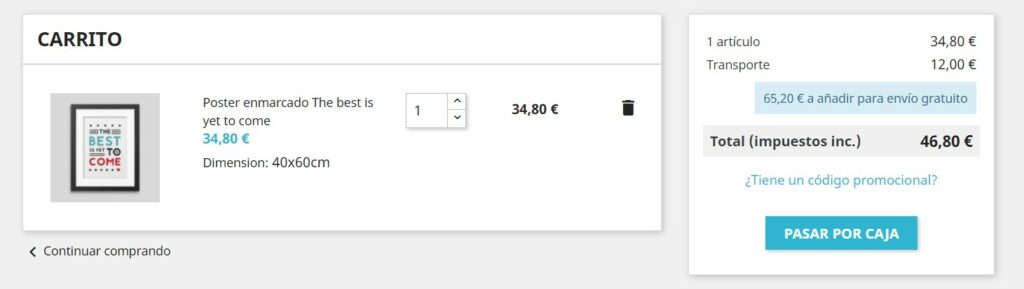 Muestre el monto faltante para los costos de envío ofrecidos en el carrito de compras en Prestashop 1.7
