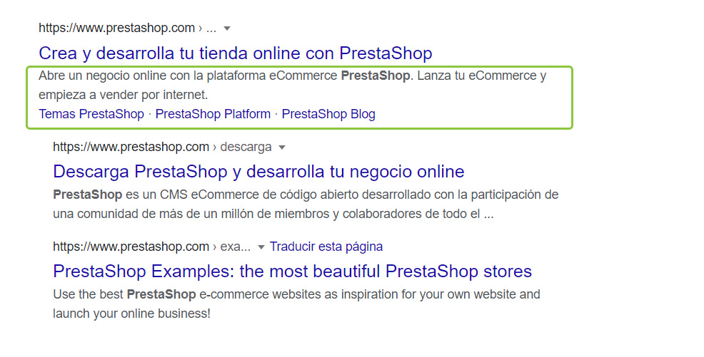 Edita la meta descripción de la página de inicio de Prestashop